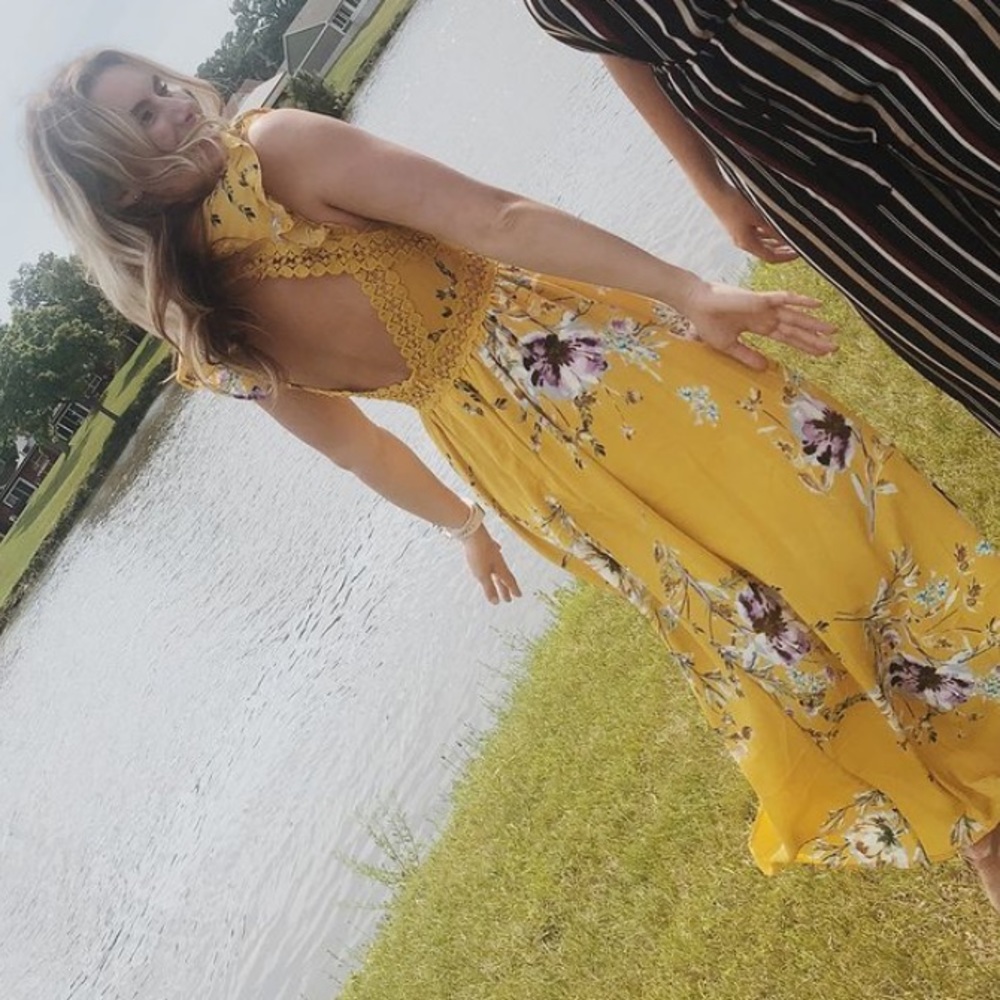 Yellow high-low dress
